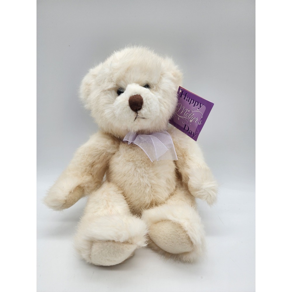 Russ Berrie Ermine Teddy Bear Cream Plush Happy Mothers Day Gift 36549 NWT